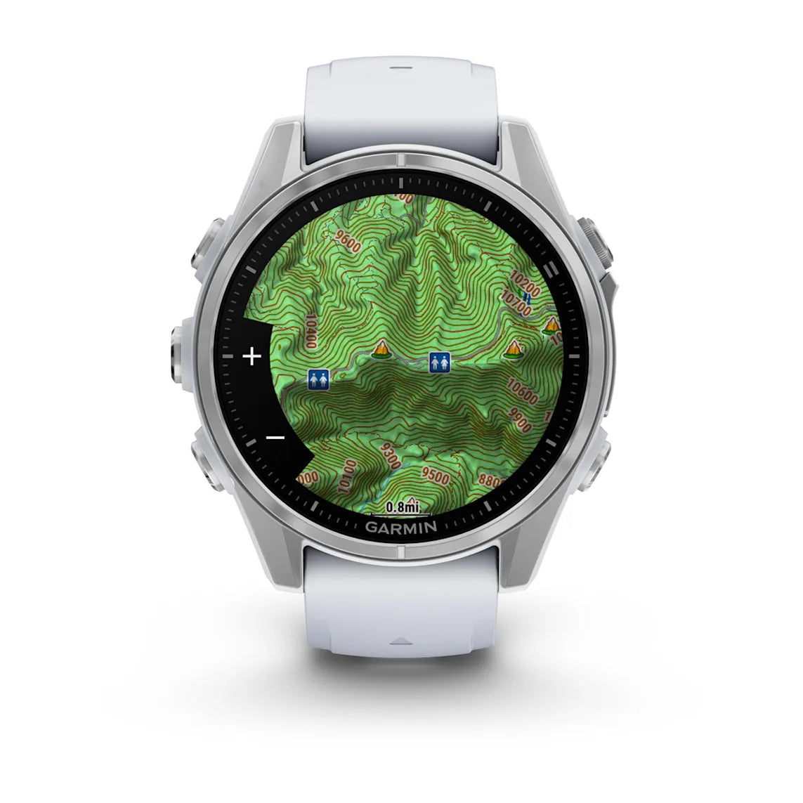 Garmin Fenix 8 Watch Sapphire Silver with Fog Gray Dark Sandstone Silicone Band with mapping