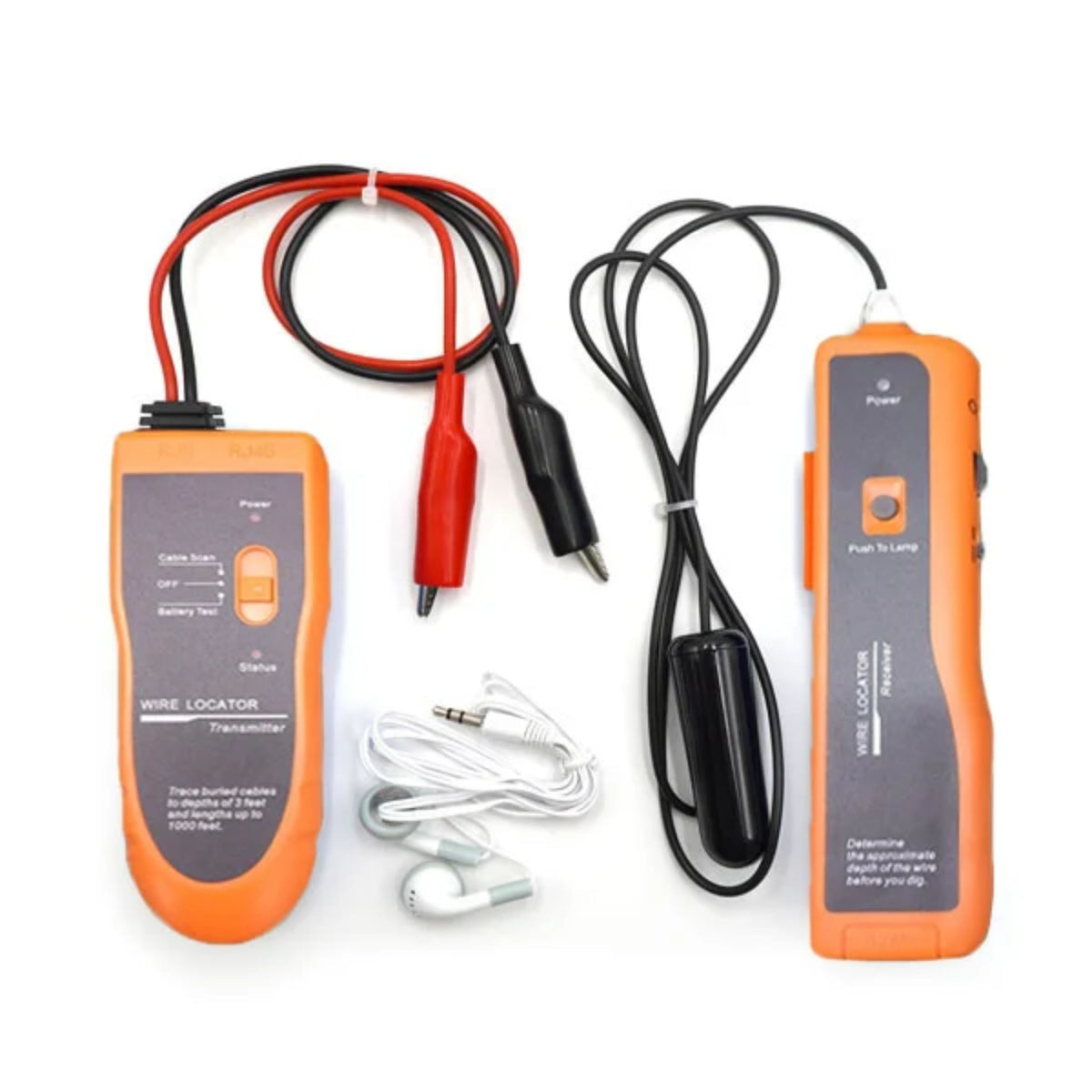 VEVOR Underground Cable Locator, 3 FT Max. Detection Depth, Wire Tracer Break Detector Finder With Earphone 1000 Ft Max Detection Length Orange VEVOR Underground Cable Locator, 3 FT Max. Detection Depth, Wire Tracer Break Detector Finder With Earphone 1000 Ft Max Detection Length Orange
