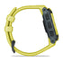 Garmin Instinct E Electric Lime Face with Electric Lime Band side facing Showing control buttons
