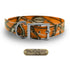 XL 1" Glow Tuff dog collar for large breeds with nickel hardware, free brass name plate, and waterproof, odor-resistant nylon. - Orange Camo