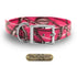 XL 1" Glow Tuff dog collar for large breeds with nickel hardware, free brass name plate, and waterproof, odor-resistant nylon. - Pink Camo