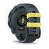 Garmin Instinct E small face Electric Lime Face with Twilight Band rear facing showing charging dock