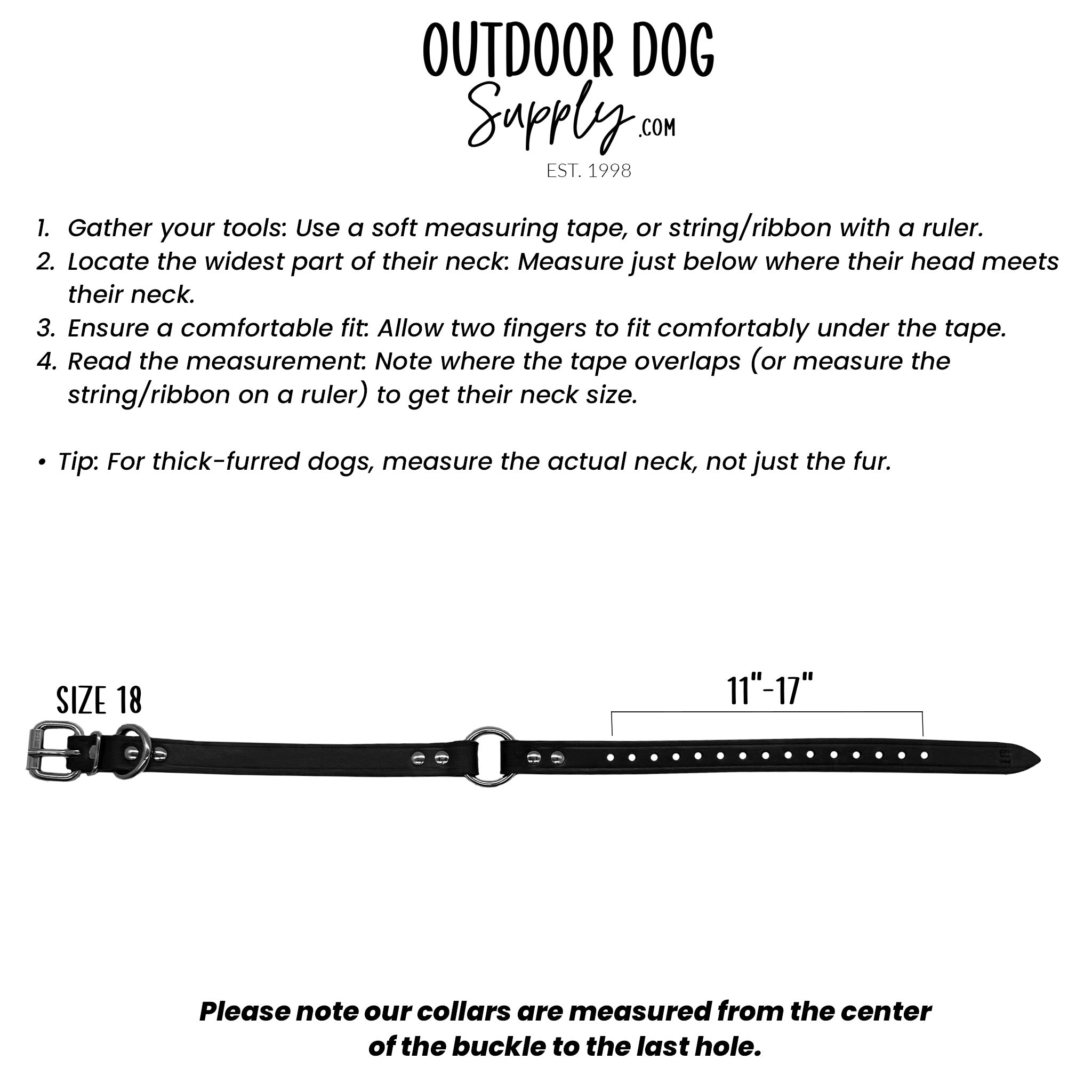 -3/4" Leather Center Ring Dog Collar Strap- No Tag