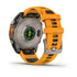 Sapphire Titanium Face with Spark Orange Graphite Silicone Band rear facing showing charging station 
