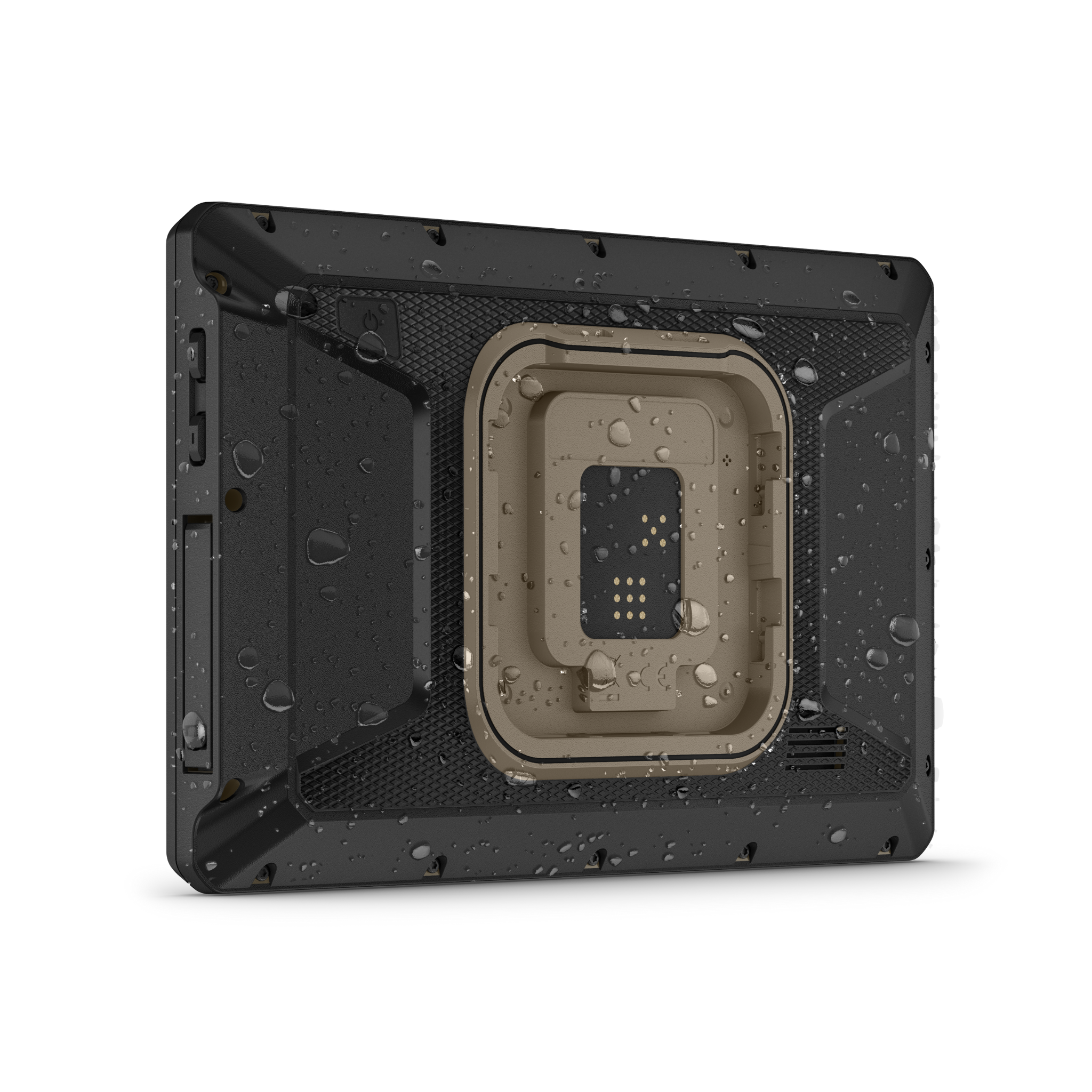 Garmin Tread 2- 8" device back view with water on deivce