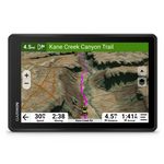 Garmin Tread 2- 8" front facing screen showing mapping route through the mount