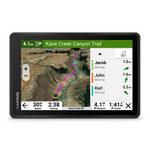 Garmin Tread 2- 8" front facing screen showing mapping route and distance of other treads in the tread
