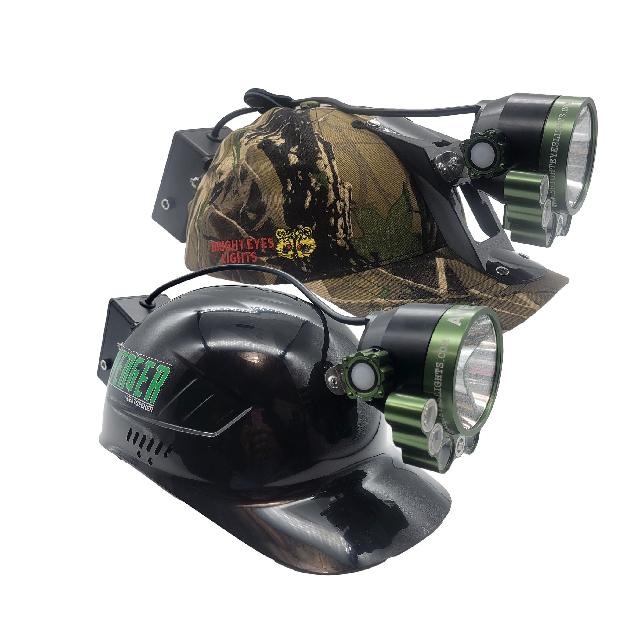 BrightEyes Avenger Lights Black bump cap and Camouflage cap