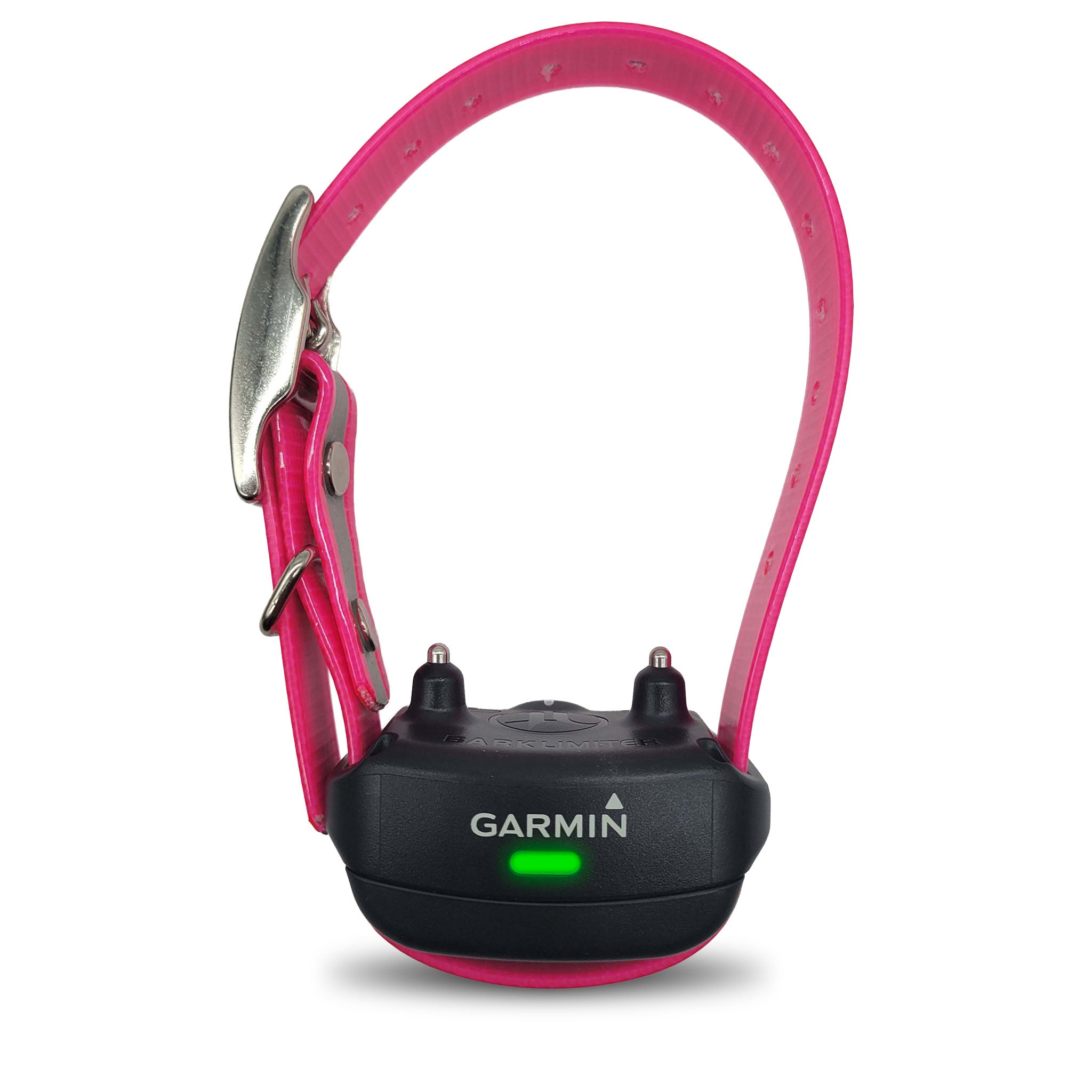 Garmin barklimiter dog collar with green light and pink strap