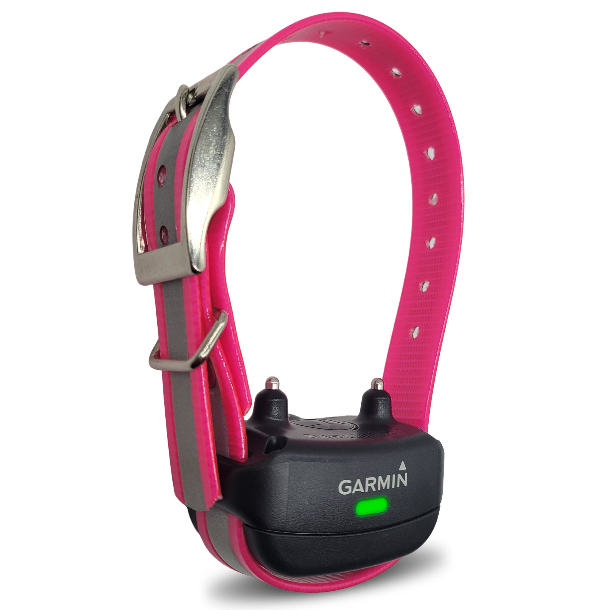 Garmin barklimiter dog collar with green light and pink strap