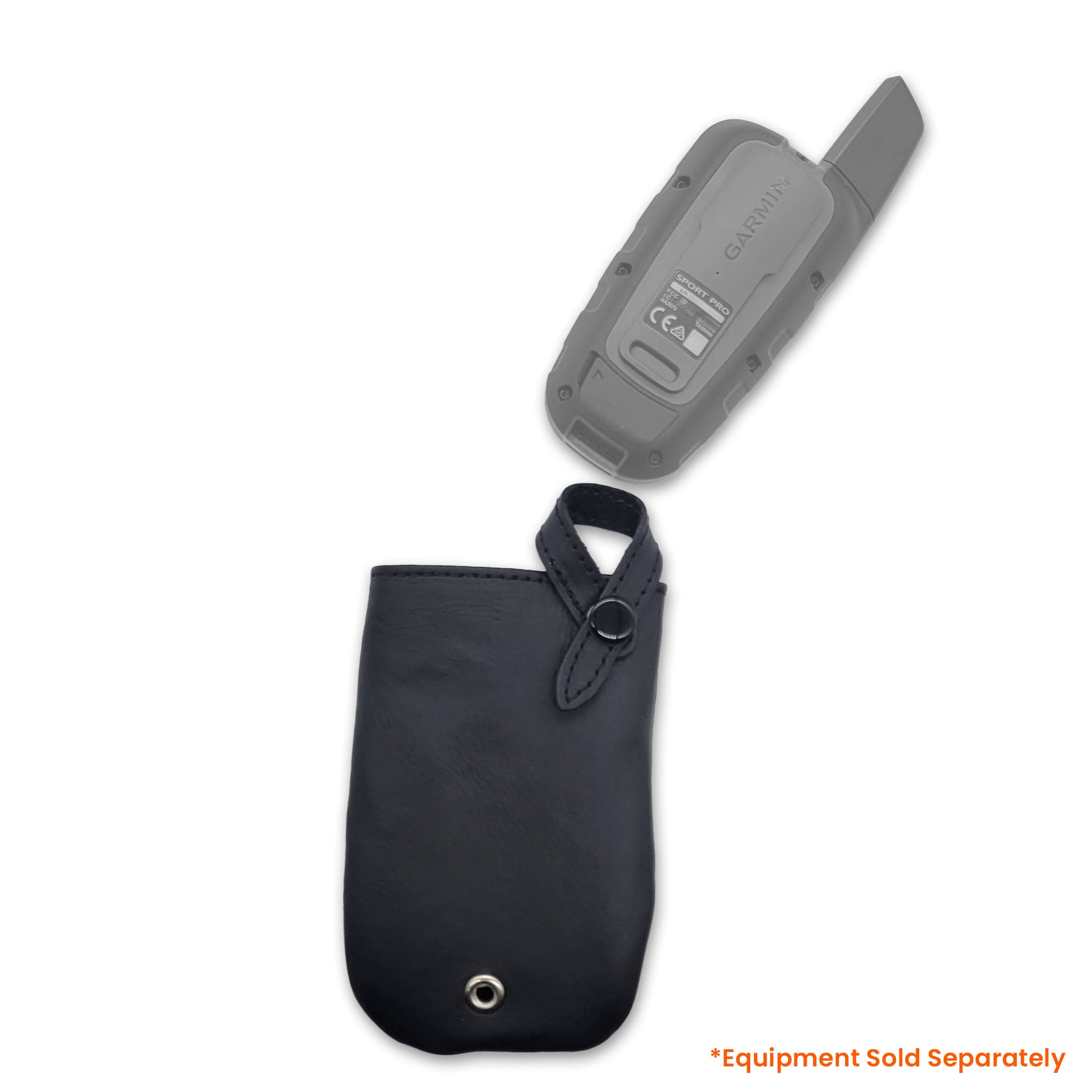Black leather holster with Garmin sport pro  handheld going into it