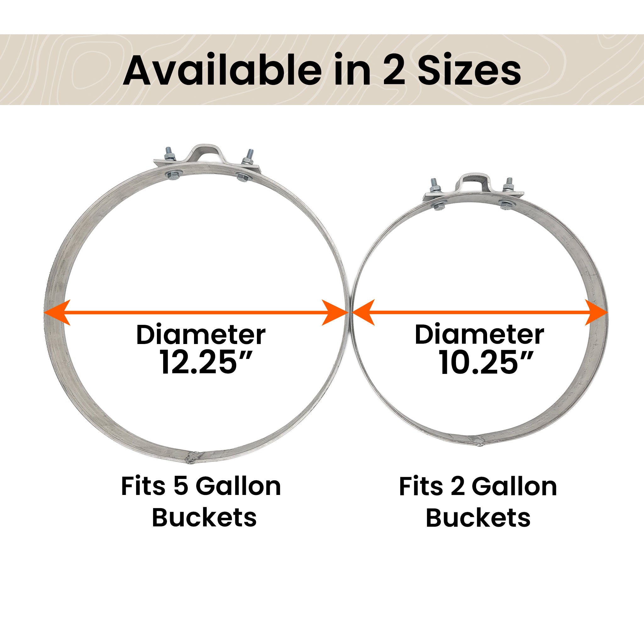 metal bucket holder sizes fits 5 gallon and 2 gallon buckets
