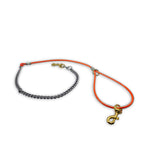5 ft cable and chain dog lead with swivel snaps, rust-resistant, clear-coated, made in USA- Orange