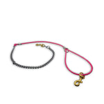 5 ft cable and chain dog lead with swivel snaps, rust-resistant, clear-coated, made in USA-Pink