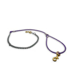5 ft cable and chain dog lead with swivel snaps, rust-resistant, clear-coated, made in USA- Purple