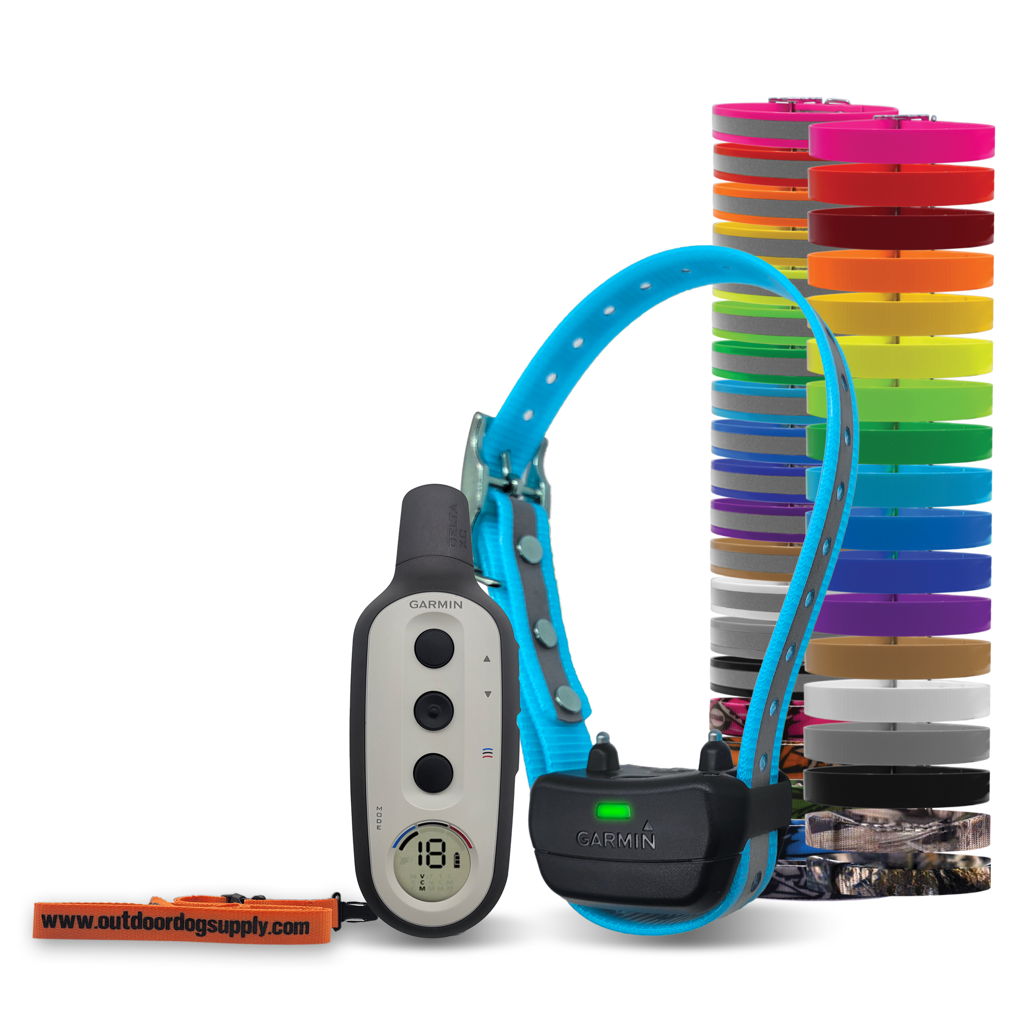 Garmin Factory Refurbished Delta XC combo with custom color collar strap and ods lanyard