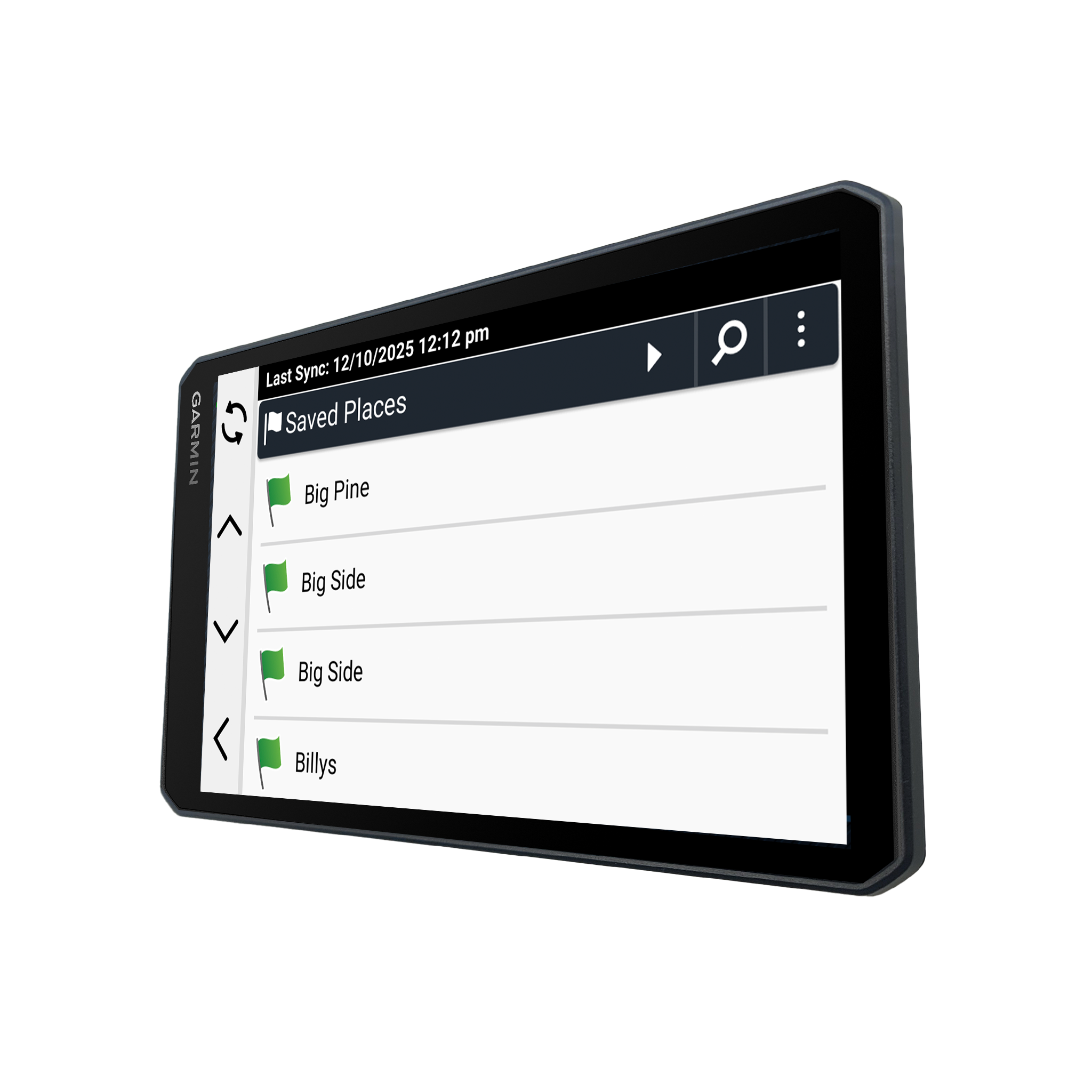 Garmin DriveTrack 72 saved waypoints list