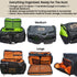 View of all the storage pockets for the houndsmen charging and travel bag for Garmin Alpha equipment