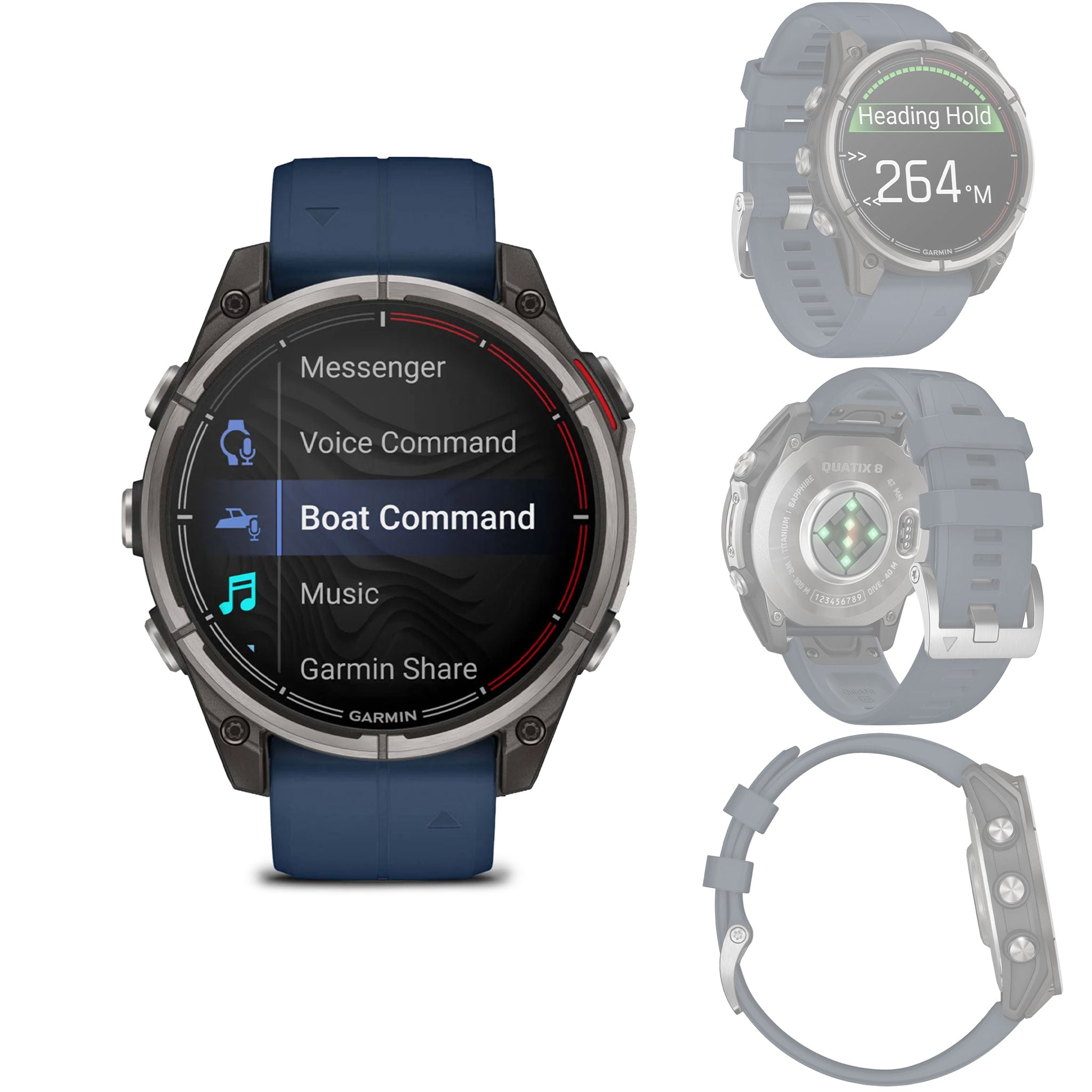 different view of the Garmin Quatix 8 Marine GPS Smartwatch