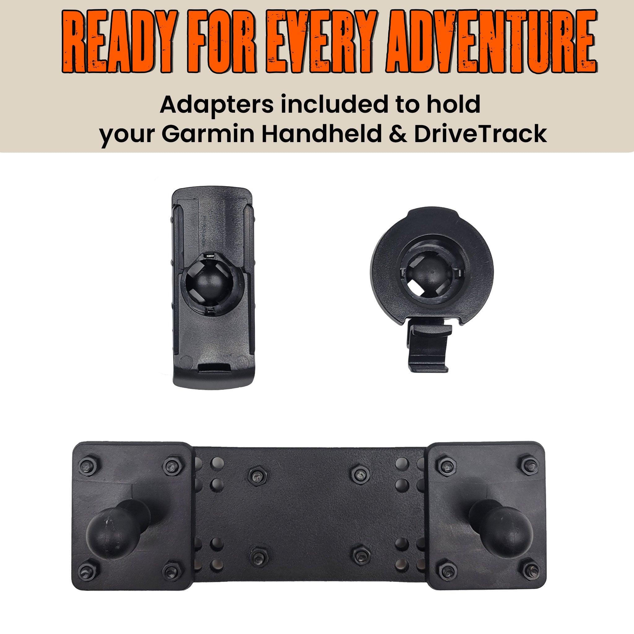 Black mounting adapter kit for Garmin Handheld and DriveTrack