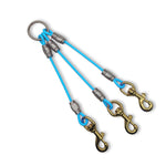 Heavy-duty, tangle-free 3-dog leash splitter- light blue