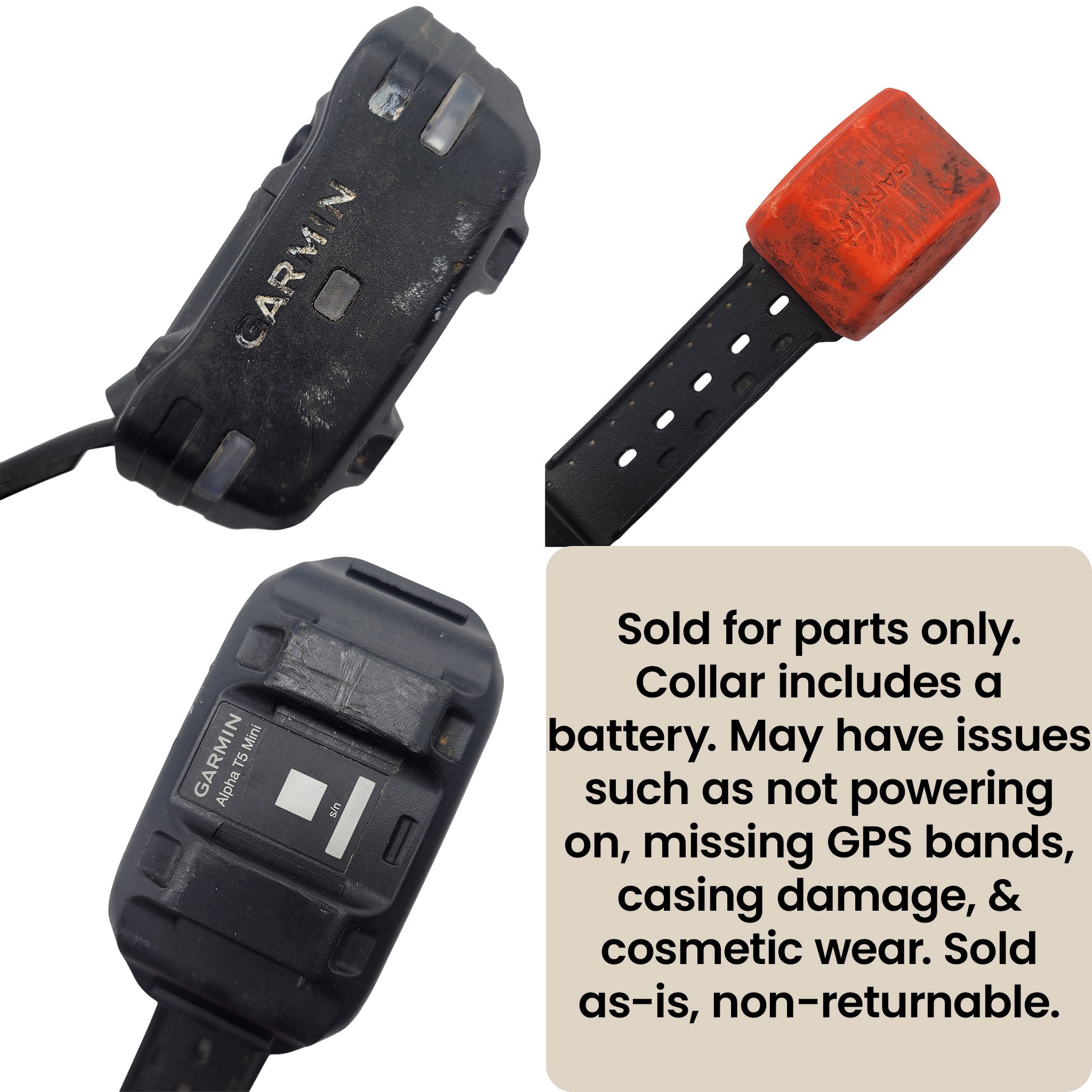 Garmin T5 Mini Dog Tracking Collar – Parts Only with Battery (Non-Working)