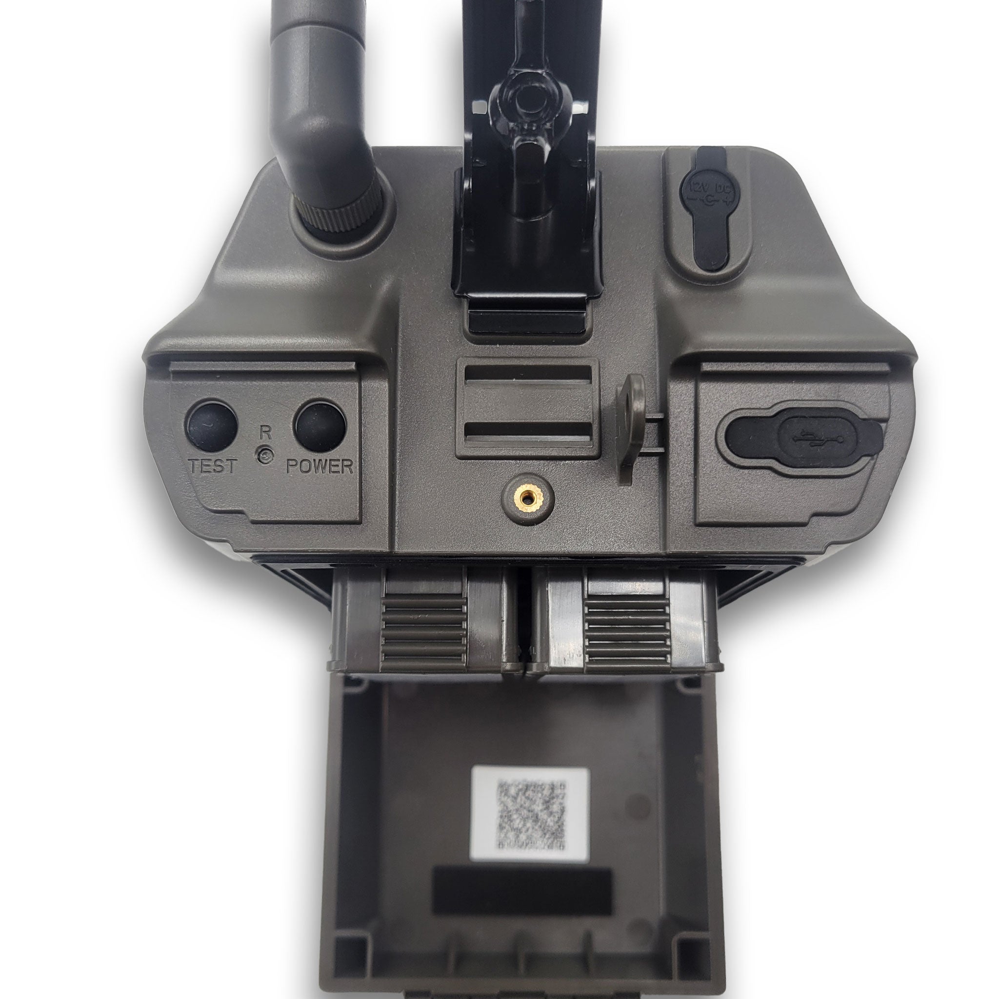 Tactacam DEFEND Cellular Security Camera power and test button
