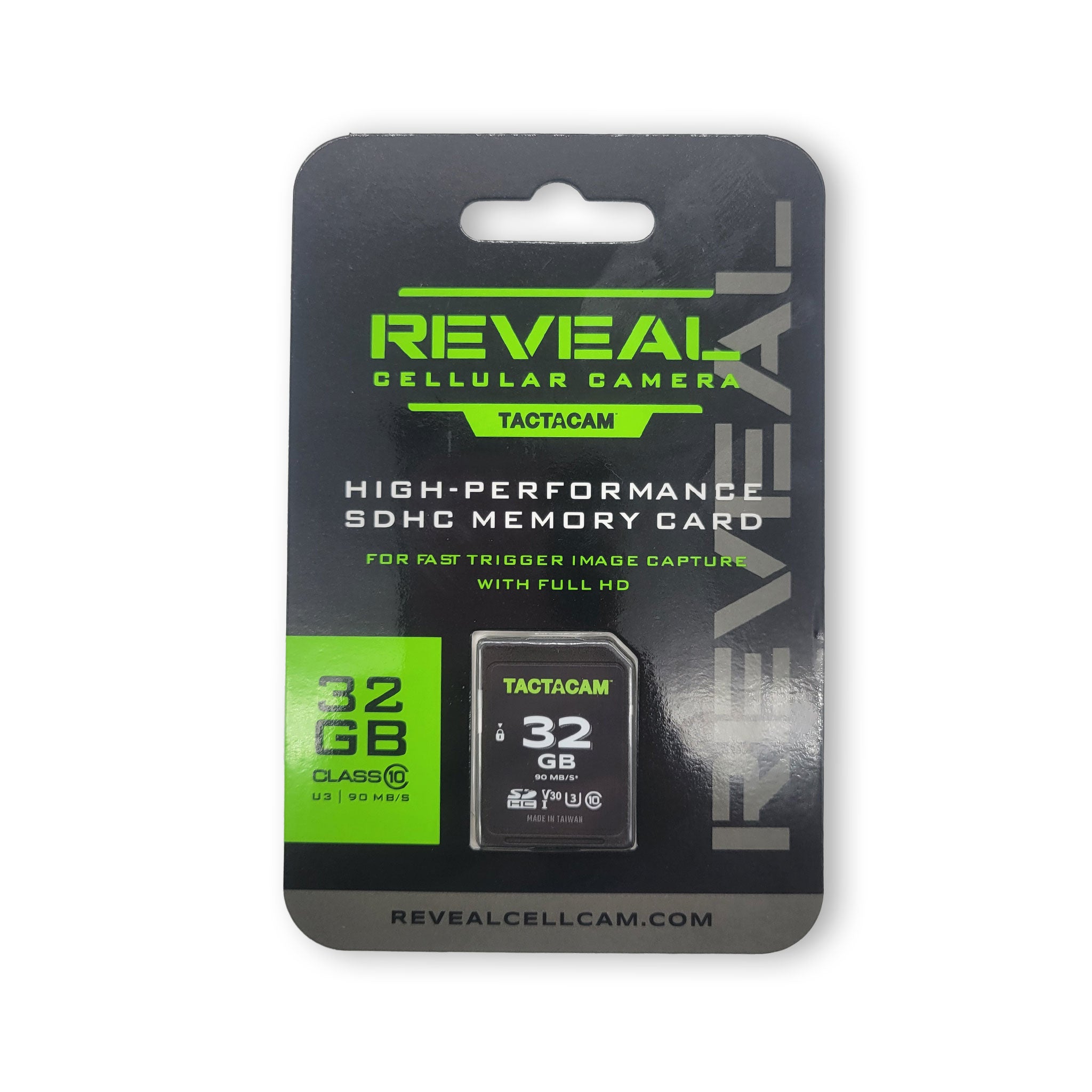 Reveal Cellular Camera SD card packaging on a white background