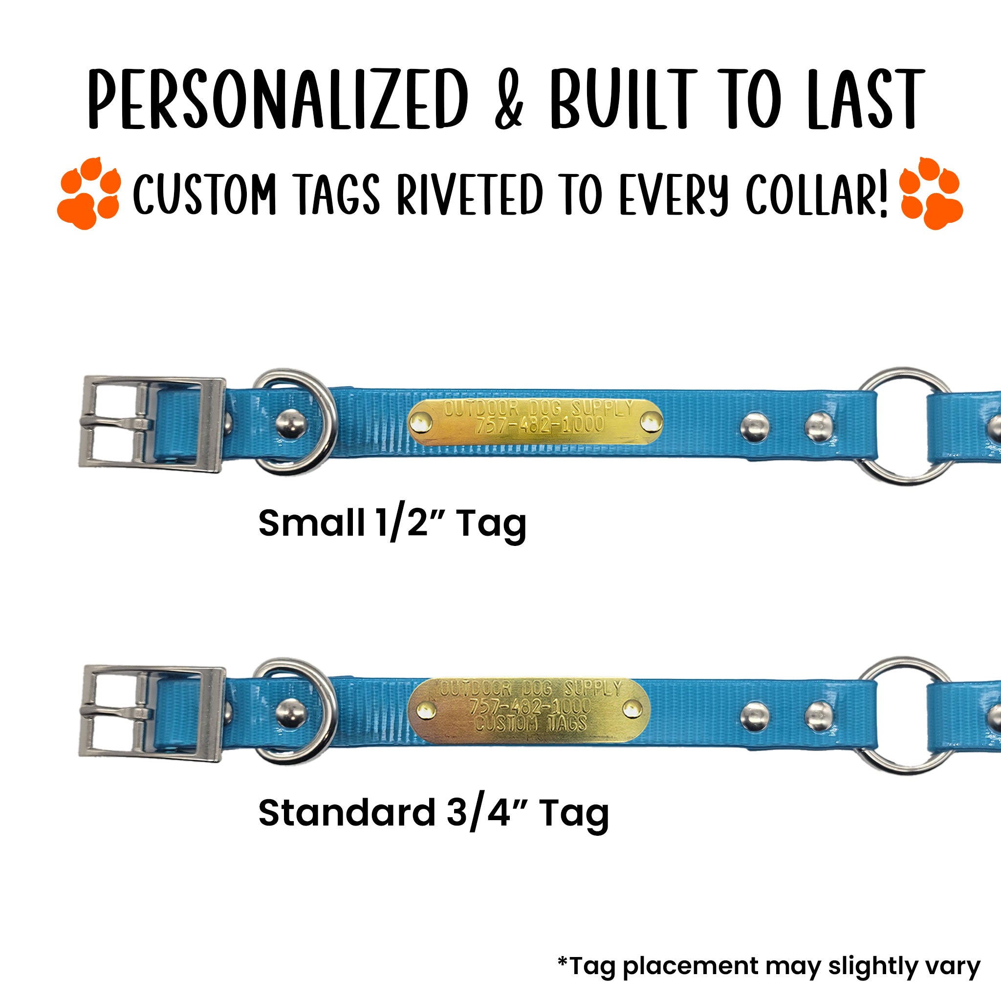 3/4" Solid Premium Glow Tuff Center Ring Dog Collar