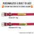 Red dog collar with customizable tags on a white background