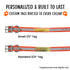 custom name tag riveted to orange reflective dog collar
