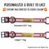 custom name tags on reflective red dog collar with center ring