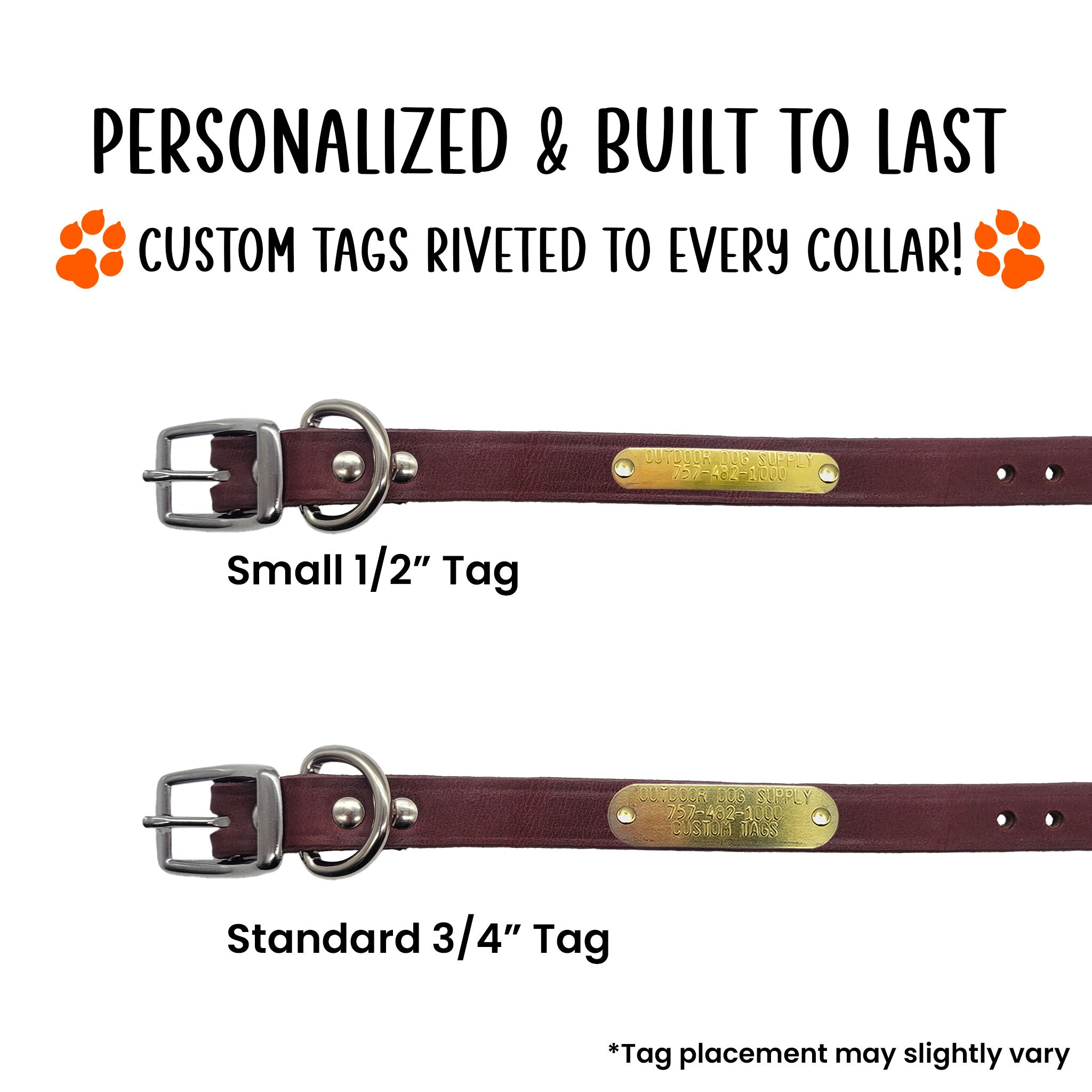 3/4" D Ring Latigo Leather Dog Collar