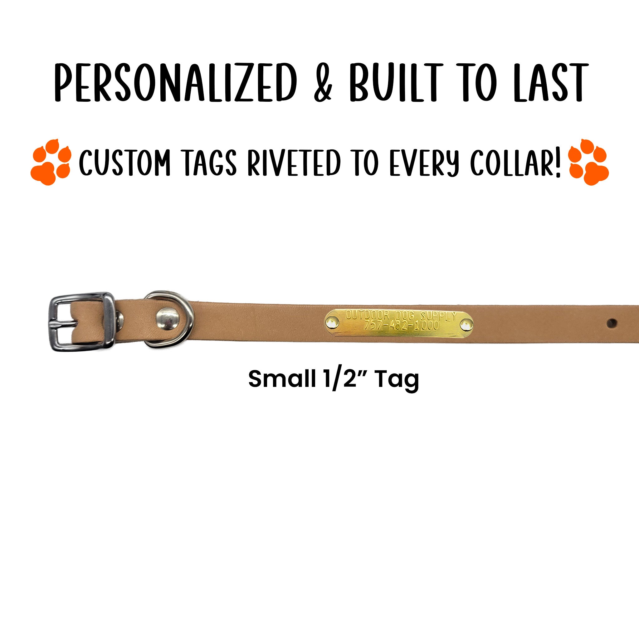 1/2" D Ring Leather Small Dog & Puppy Collar