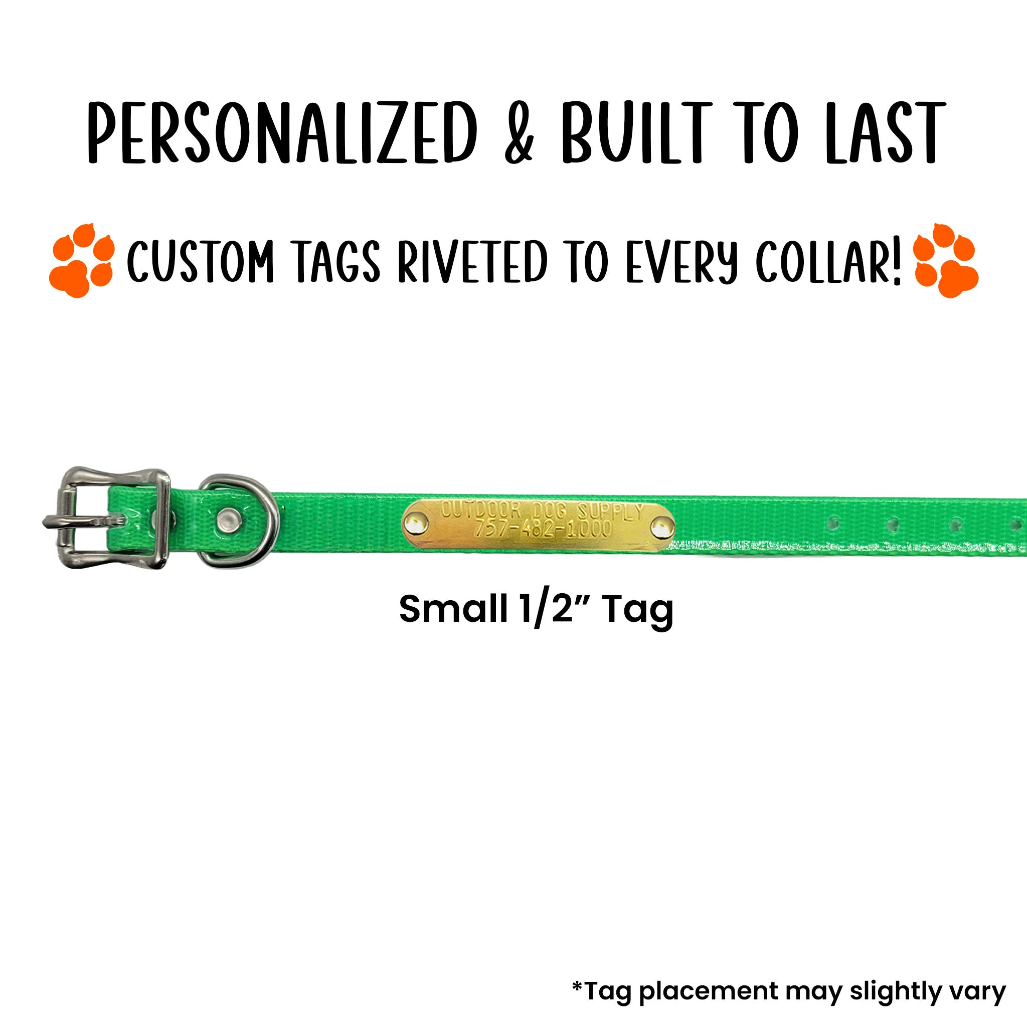 1/2" Premium Glow Tuff D Ring Collar for Small Dogs