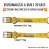 custom name tags riveted to school bus yellow dog collar with center ring
