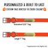 custom tags on a orange ploy coated nylon dog collar