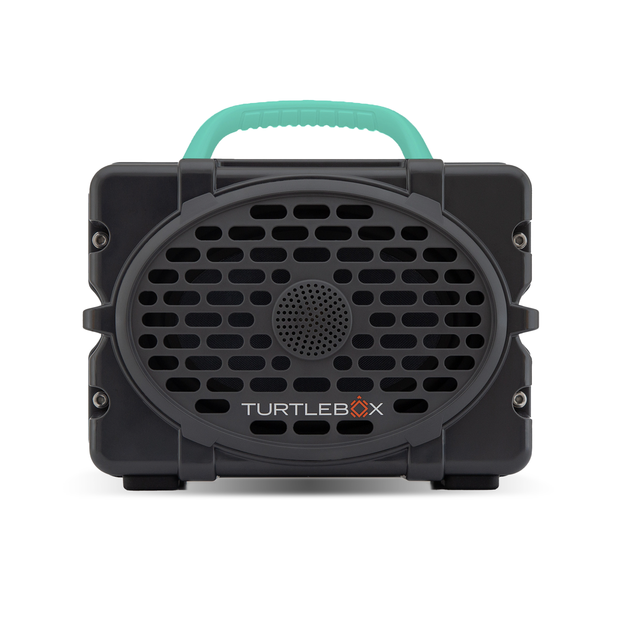 Turtlebox Original Gen 3 Rugged Portable Outdoor Speaker Gray with seafoam green handle