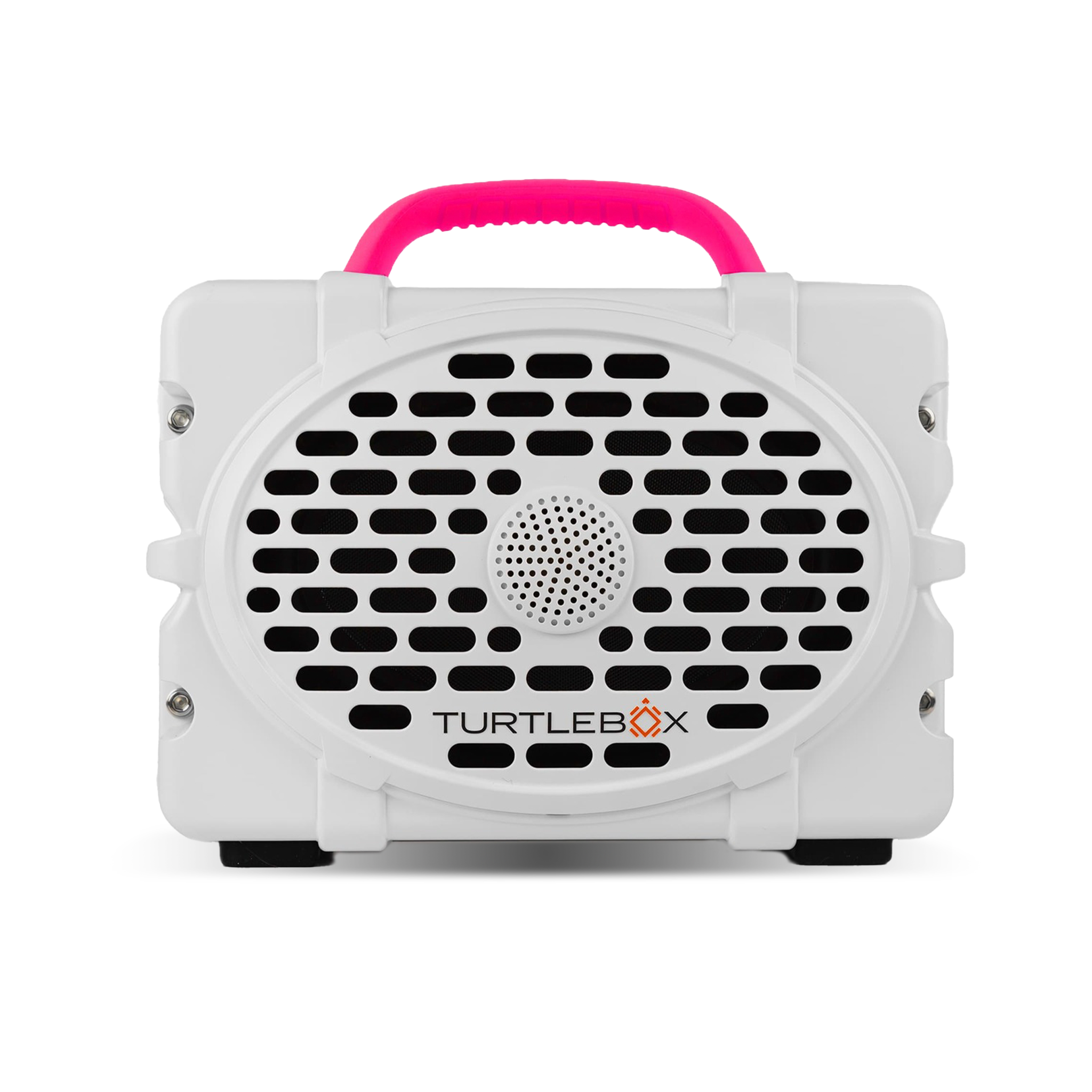 Turtlebox Original Gen 3 Rugged Portable Outdoor Speaker white with hot pink handle