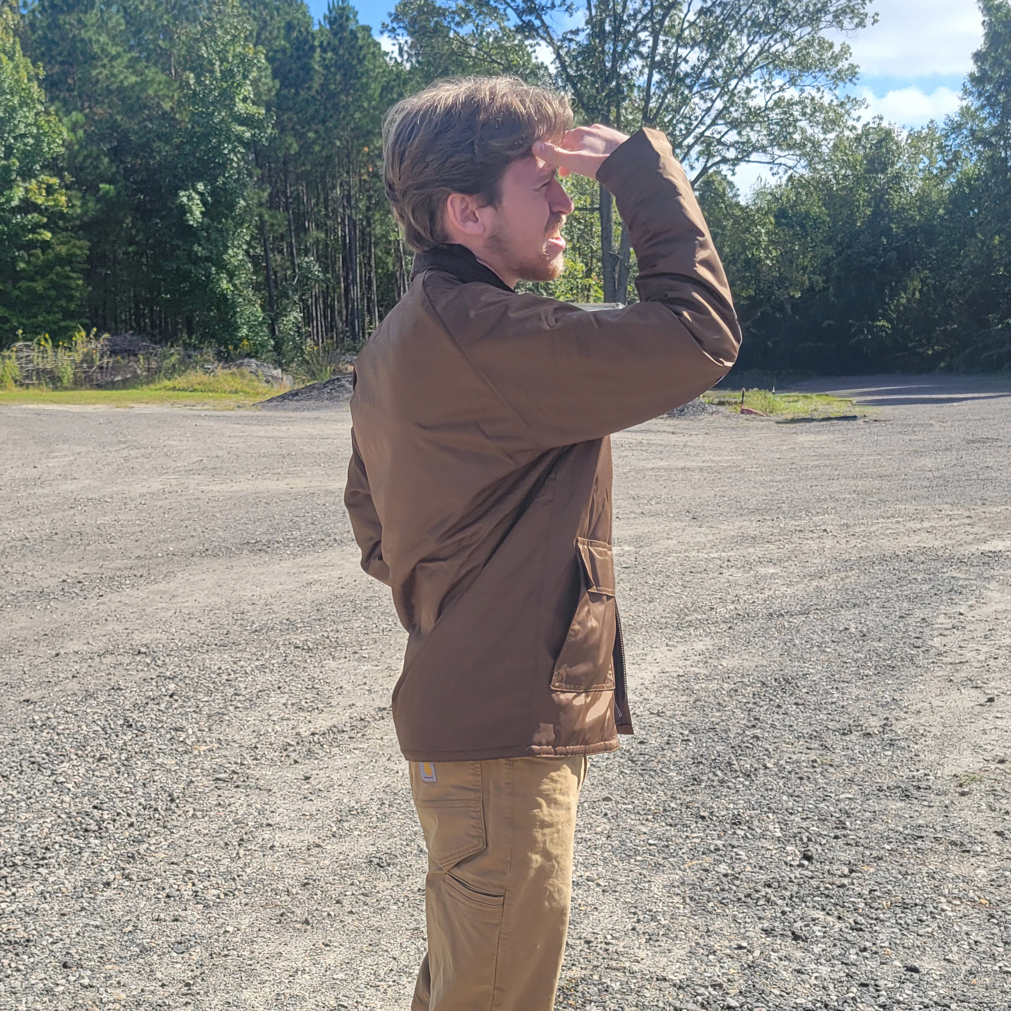 blayne looking for a bird in classic zepp jacket